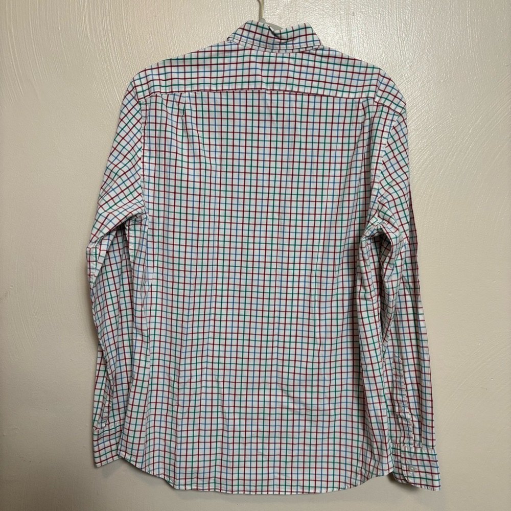J. Crew Men's Shirt Flex Washed Classic Button Down Cotton Checkered Red Blue M - Picture 4 of 5